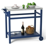 TORVA Outdoor Prep Cart Dining Table for Pizza Oven, Patio Grilling Backyard BBQ Grill Cart Gray